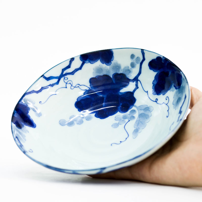Đĩa sứ Nhật Bản, đĩa gốm sứ sâu lòng, đĩa gốm sứ sâu lòng 17cm (Trái nho) thương hiệu 