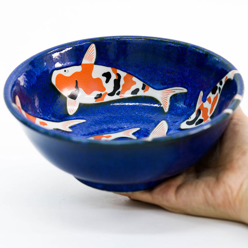 Tô sứ Nhật Bản, tô đại, bát ô tô, bát tô canh 19.4cm (Cá Koi) thương hiệu 