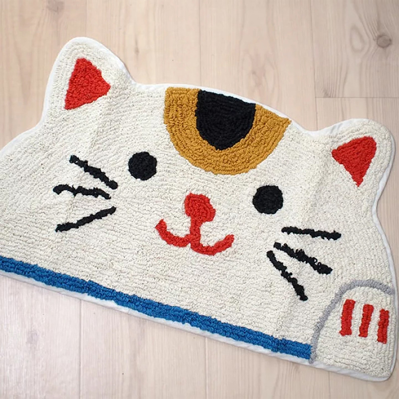 Thảm chùi chân, lau chân chống trượt hình mèo may mắn 35x70cm thương hiệu 
