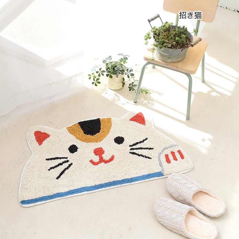 Thảm chùi chân, lau chân chống trượt hình mèo may mắn 35x70cm thương hiệu 