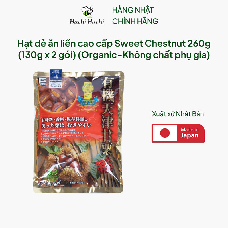Hạt dẻ ăn liền cao cấp Sweet Chestnut 260g (130g x 2 gói) (Organic-Không chất phụ gia) thương hiệu 
