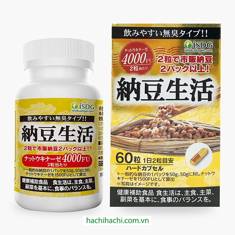 TPBVSK: Viên uống iSDG nattokinase Nhật Bản 4000 FU 60 viên, tan cục máu đông, tốt cho tim mạch