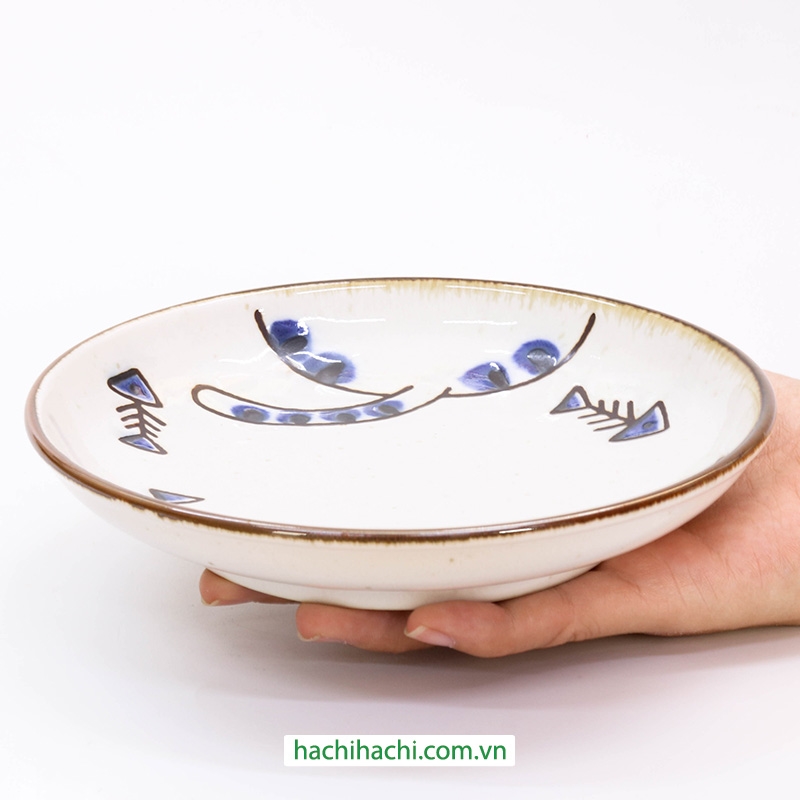 Đĩa sứ Nhật Bản 16.2cm Mèo con, dùng được lò vi sóng thương hiệu 