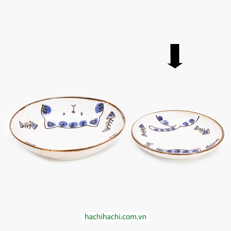 Đĩa sứ Nhật Bản 16.2cm Mèo con, dùng được lò vi sóng thương hiệu 