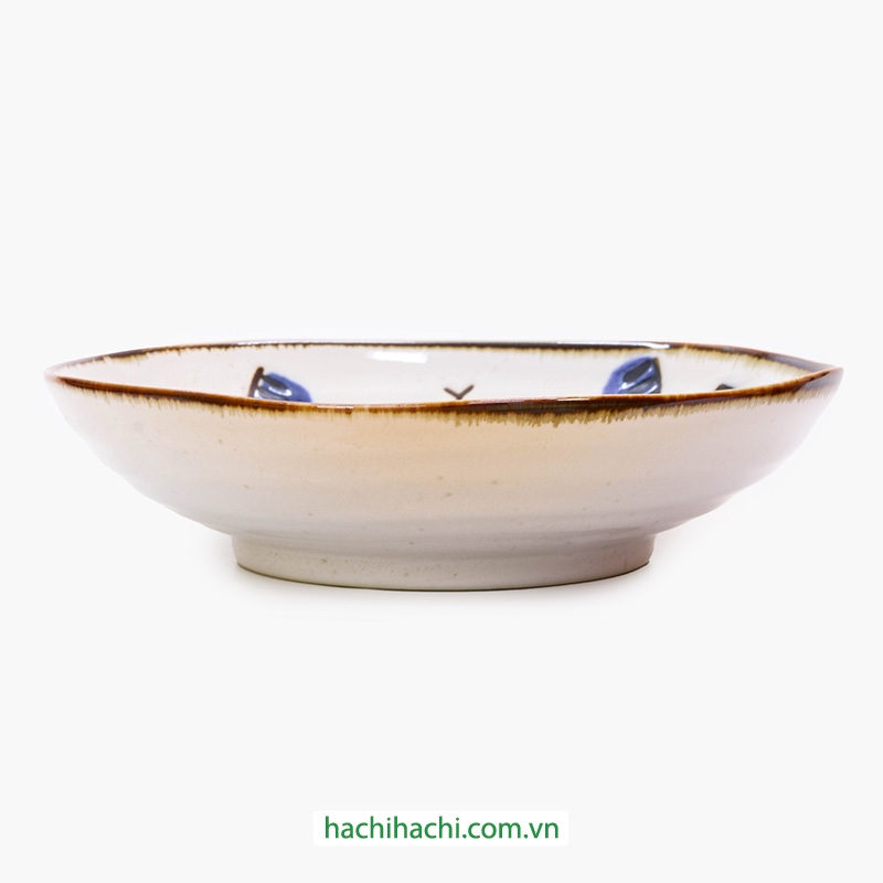 Đĩa sứ Nhật Bản 21cm lòng sâu - Mèo con, dùng được lò vi sóng thương hiệu 