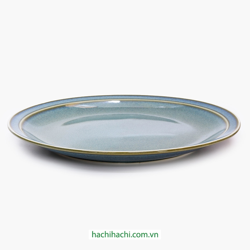 Đĩa sứ Nhật Bản 22.5cm Metallic Green, dùng được lò vi sóng thương hiệu 