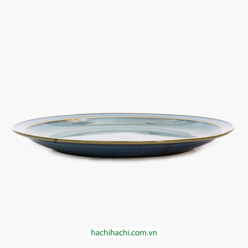 Đĩa sứ Nhật Bản 22.5cm Metallic Green, dùng được lò vi sóng thương hiệu 