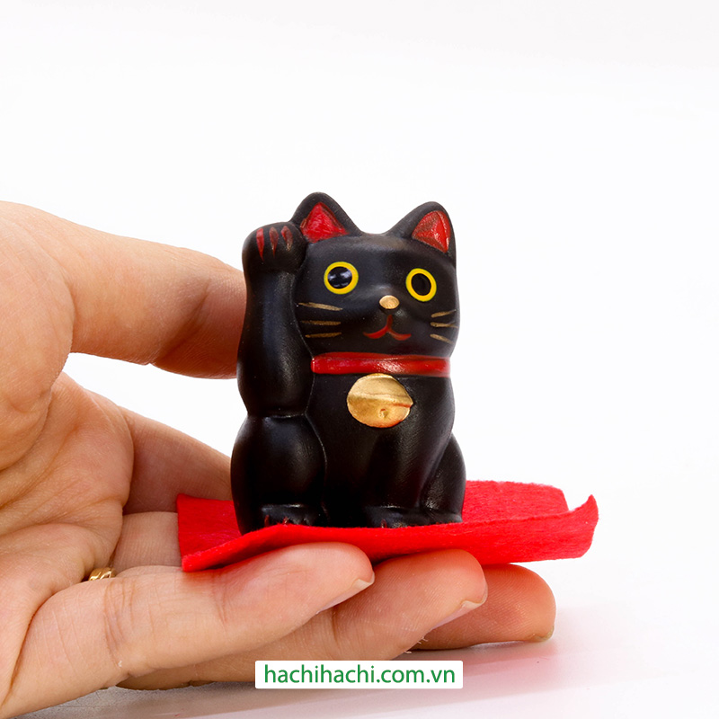 Mèo may mắn trang trí 5cm (đen) thương hiệu KANEWAKA