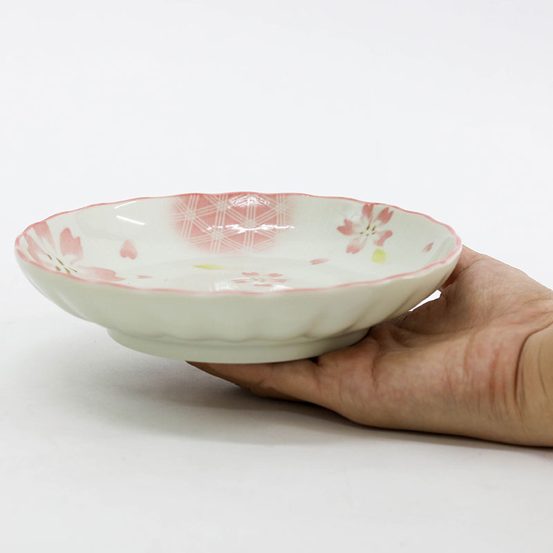 Đĩa sứ Nhật Bản 16.3cm, Đĩa gốm sứ nông lòng, đĩa gốm sứ cạn lòng (Sakura) thương hiệu 