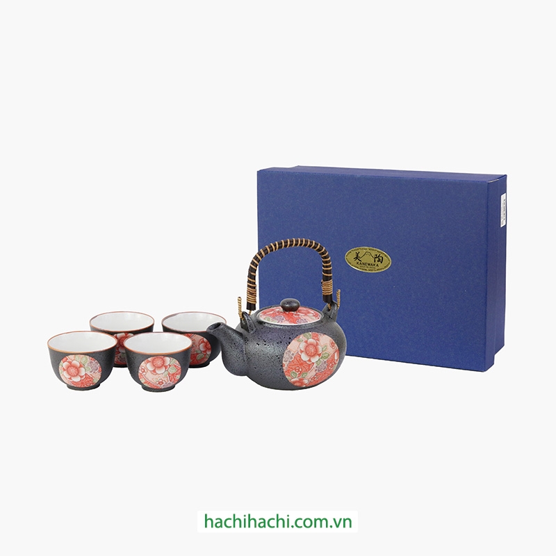 Bộ bình, ly sứ Nhật Bản, bộ bình trà sứ cao cấp (có lưới lọc trà) thương hiệu 