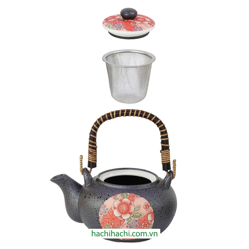 Bộ bình, ly sứ Nhật Bản, bộ bình trà sứ cao cấp (có lưới lọc trà) thương hiệu 
