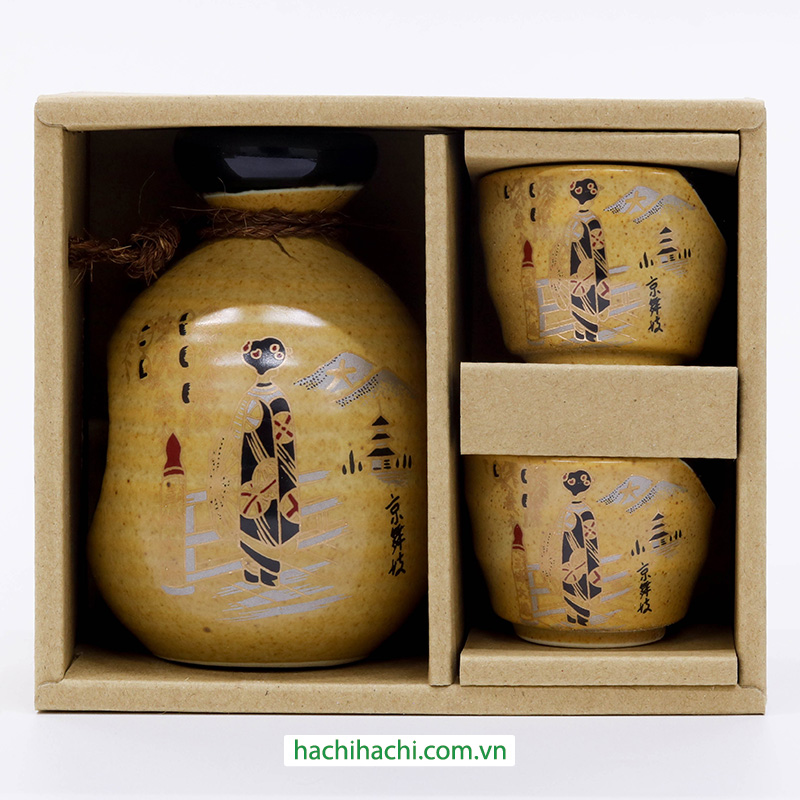 Bộ bình, ly gốm Nhật Bản uống rượu, bộ bình rượu sake thương hiệu 