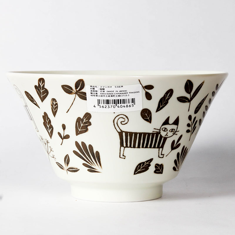 Tô sứ Nhật Bản, tô đại, bát ô tô, bát tô canh, bát ăn mì 16.8cm (Thế giới mèo), dùng được lò vi sóng thương hiệu KANEWAKA
