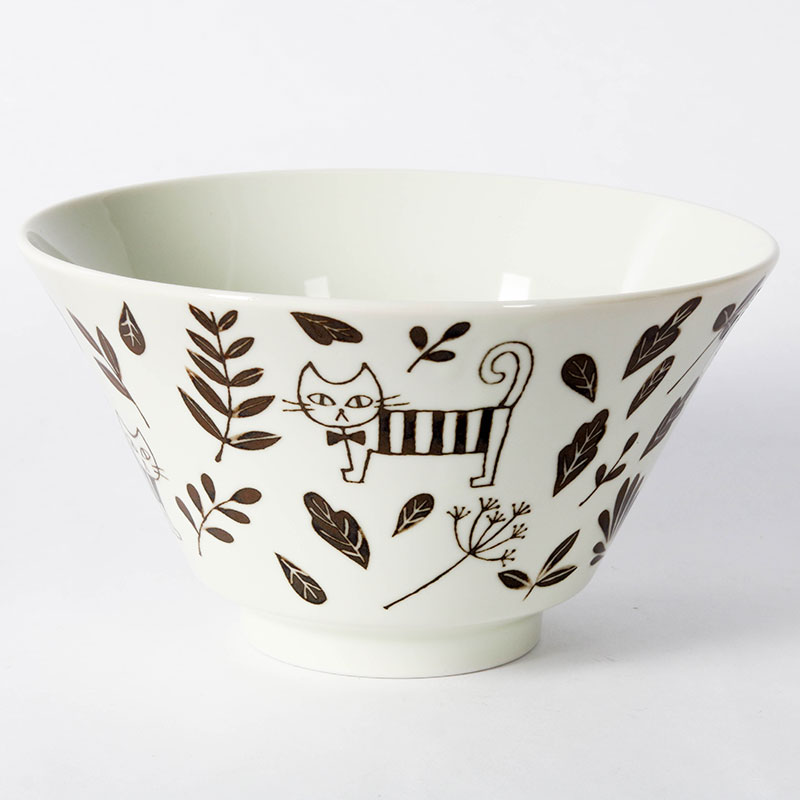 Tô sứ Nhật Bản, tô đại, bát ô tô, bát tô canh, bát ăn mì 16.8cm (Thế giới mèo), dùng được lò vi sóng