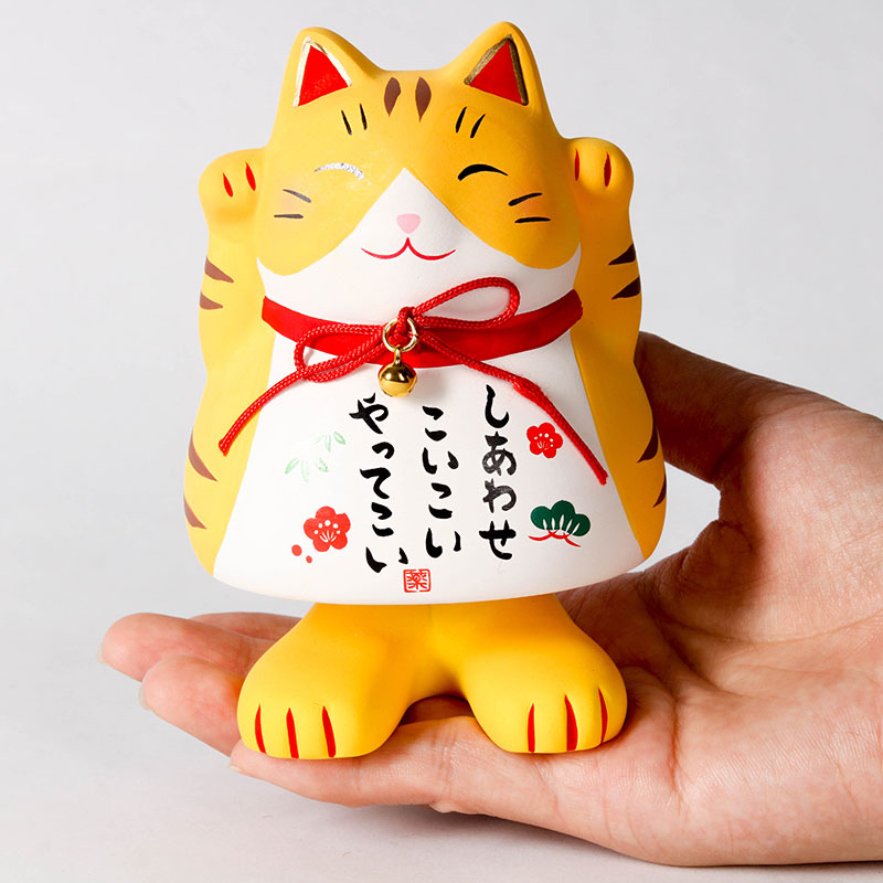 Mèo may mắn trang trí 12.5cm (Chân gắn lò xo) thương hiệu KANEWAKA