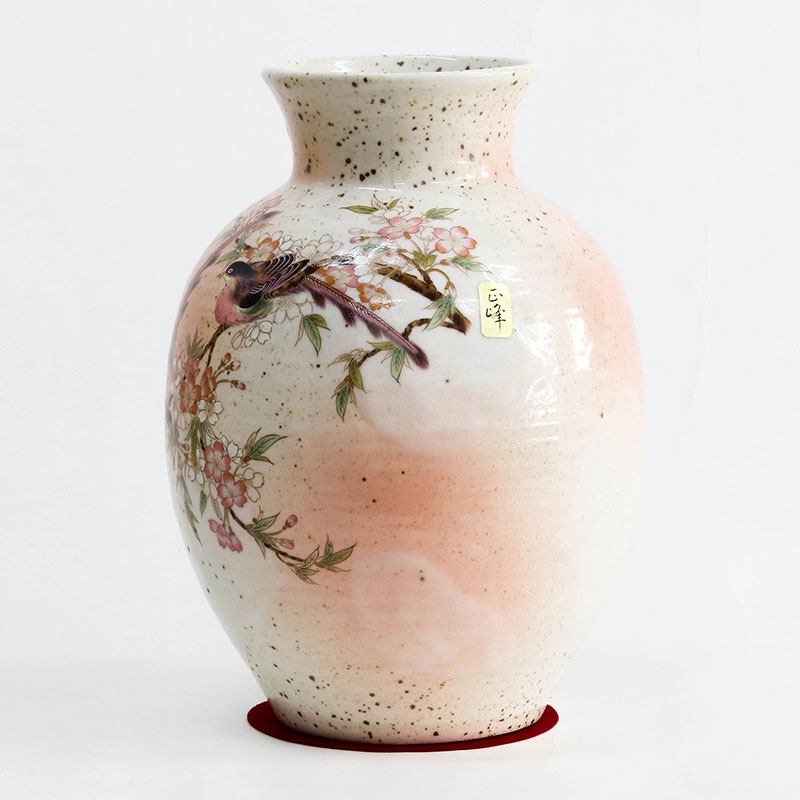 Bình hoa gốm sứ Nhật Bản cao cấp 17x23cm (Hoa xuân Sakura) thương hiệu KANEWAKA