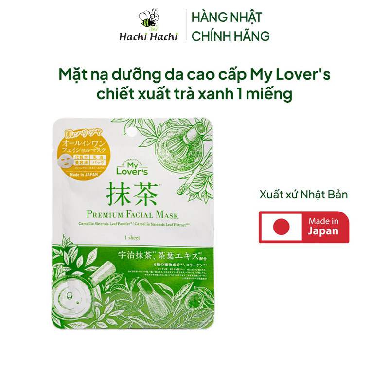 Mặt nạ Nhật Bản dưỡng da cao cấp My Lover's chiết xuất trà xanh 1 miếng thương hiệu 