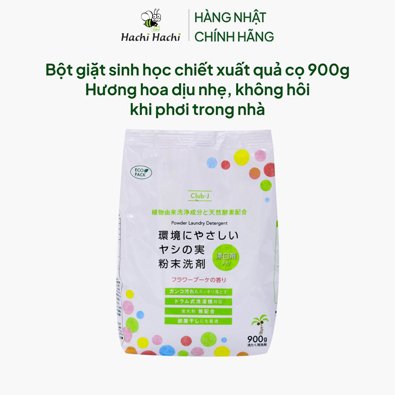 Bột giặt sinh học chiết xuất quả cọ 900g Hương hoa dịu nhẹ, không hôi khi phơi trong nhà thương hiệu 