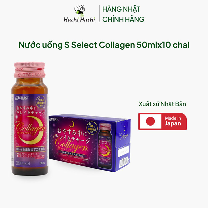 TPBVSK: Nước uống S Select Collagen Nhật Bản 50mlx10 chai, tăng đàn hồi, da căng mịn thương hiệu 