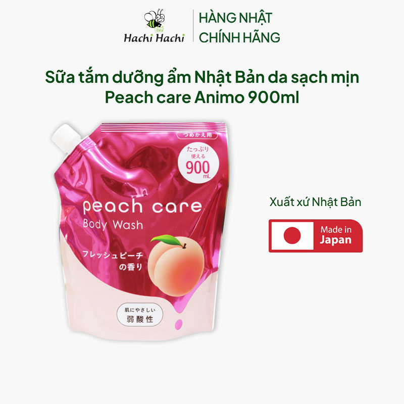 Sữa tắm dưỡng ẩm Nhật Bản da sạch mịn Peach care Animo 900ml thương hiệu ANIMO