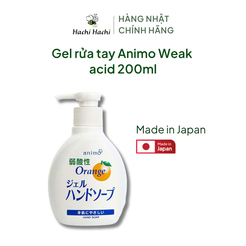 Dung dịch rửa tay, nước rửa tay Nhật Bản Animo Weak acid hương cam 200ml thương hiệu ANIMO