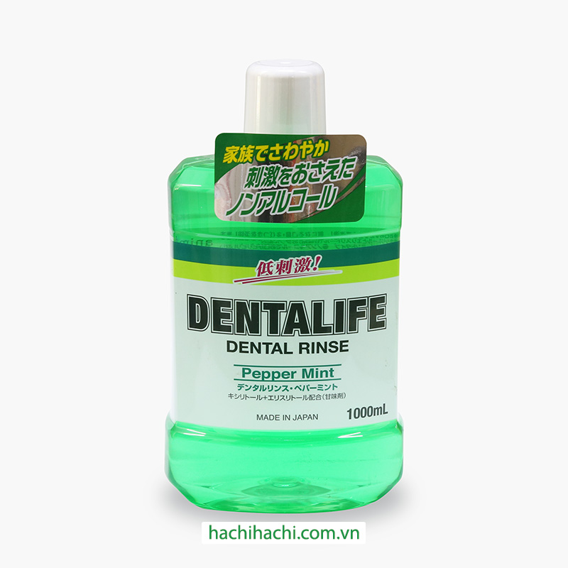 Nước súc miệng Nhật Bản không cồn dịu nhẹ Dentalife Animo 1000ml Hương bạc hà