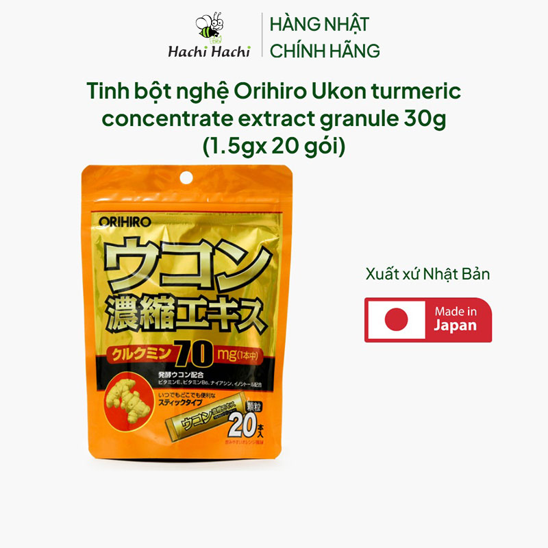 Tinh bột nghệ Nhật Bản Orihiro Ukon turmeric concentrate extract granule 30g (1.5gx 20 gói) thương hiệu ORIHIRO