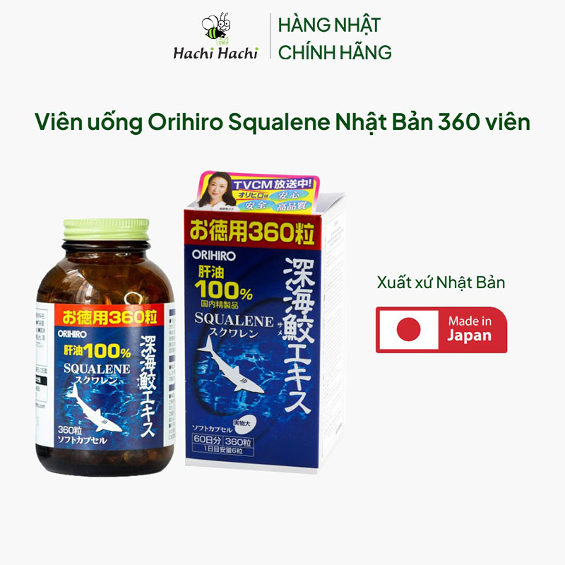 TPBVSK: Viên uống Orihiro Deep Sea Shark extract Nhật Bản 360 viên, dầu gan cá mập chống oxy hóa thương hiệu ORIHIRO