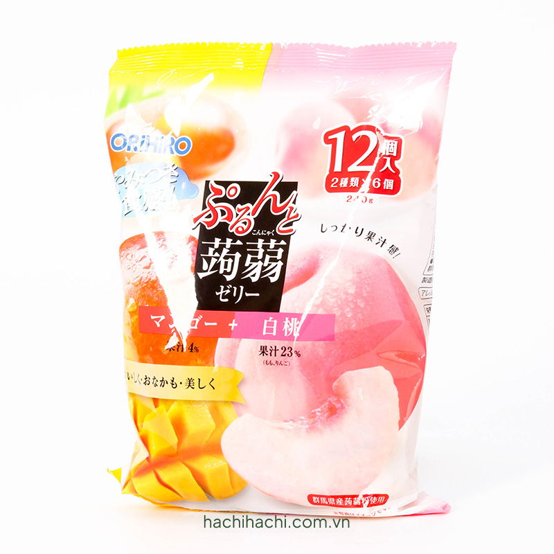 Thạch trái cây Orihiro vị xoài đào trắng 240g (12 cái) thương hiệu ORIHIRO