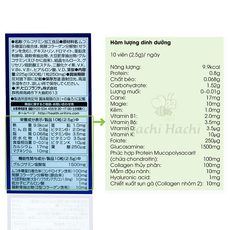 TPBVSK: Viên uống Glucosamine Nhật Bản Orihiro 900 viên, hạn chế thoái khóa khớp thương hiệu ORIHIRO