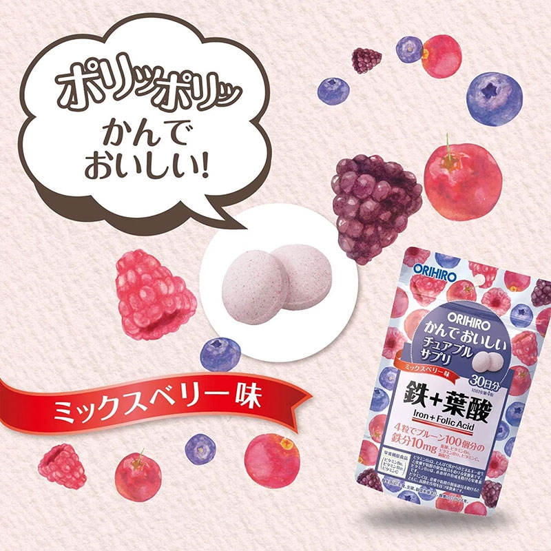 TPBS: Viên nhai Orihiro Iron & Folic Acid 120 viên thương hiệu ORIHIRO