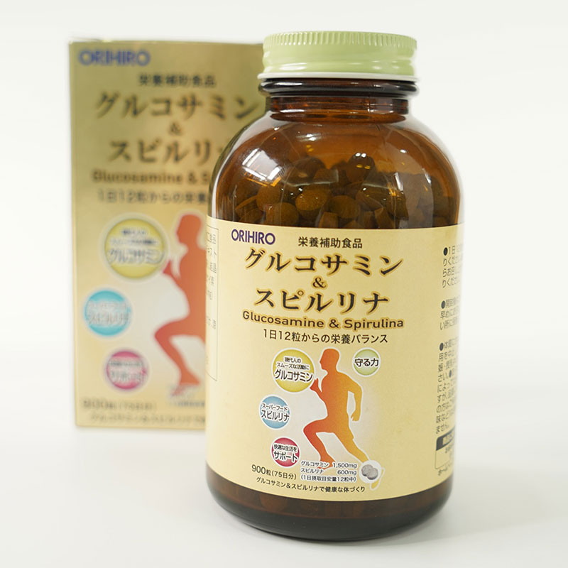 TPBVSK: Viên uống Glucosamine & Spirulina Nhật Bản Orihiro 900 viên, tăng dịch khớp, giảm thoái hóa, khô khớp thương hiệu ORIHIRO