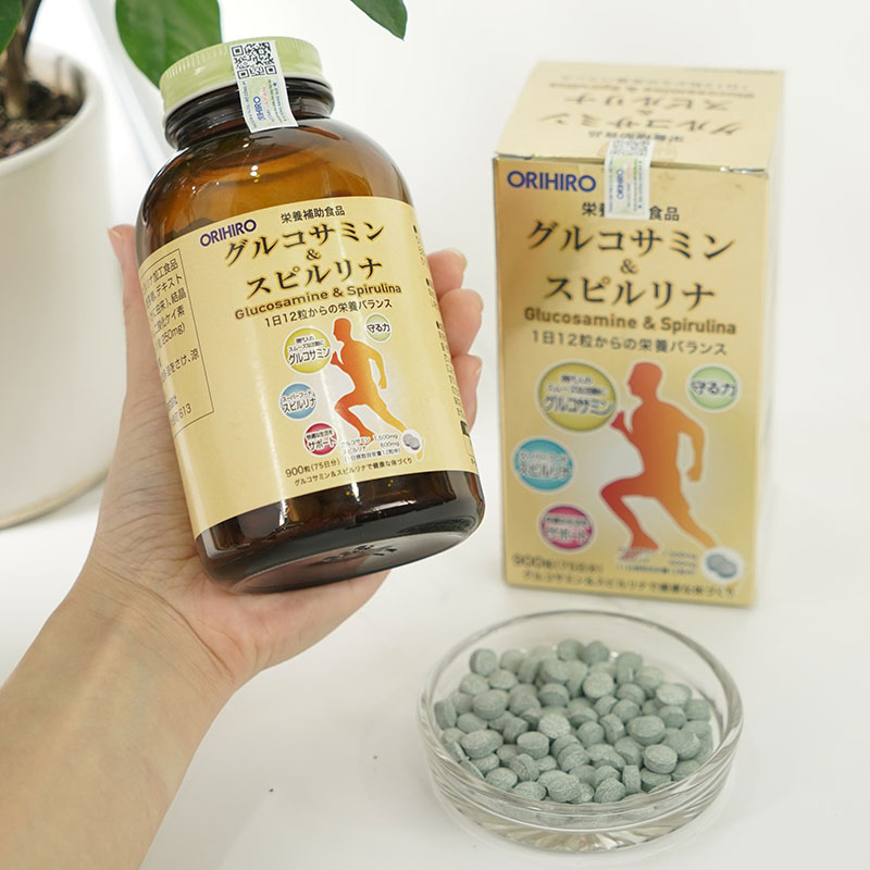 TPBVSK: Viên uống Glucosamine & Spirulina Nhật Bản Orihiro 900 viên, tăng dịch khớp, giảm thoái hóa, khô khớp thương hiệu ORIHIRO