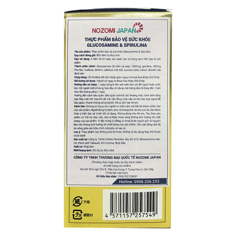 TPBVSK: Viên uống Glucosamine & Spirulina Nhật Bản Orihiro 900 viên, tăng dịch khớp, giảm thoái hóa, khô khớp thương hiệu ORIHIRO