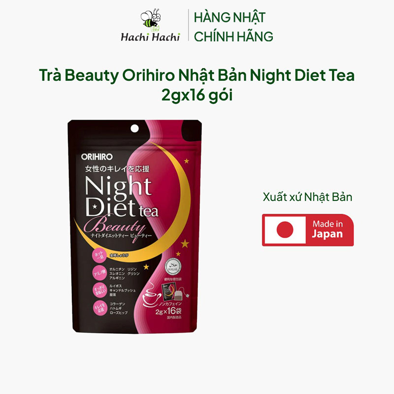 Trà Beauty Orihiro Nhật Bản Night Diet Tea 2gx16 gói thương hiệu ORIHIRO