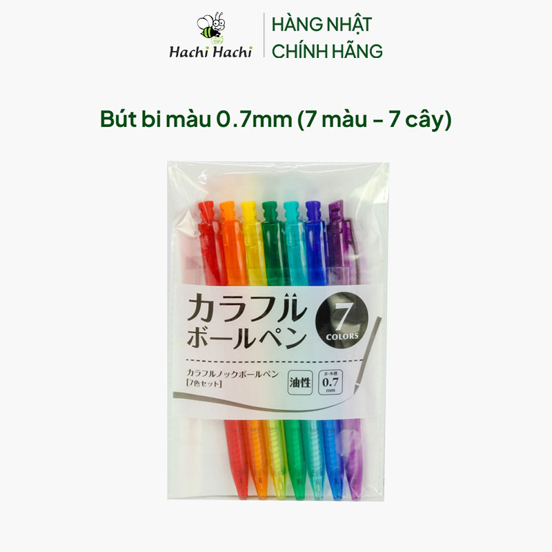 Bút bi màu 0.7mm (7 màu - 7 cây)  thương hiệu 
