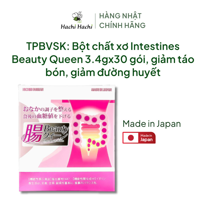 TPBVSK: Bột chất xơ men inulin Nhật Bản Intestines Beauty Queen 3.4gx30 gói, giảm táo bón, giảm đường huyết thương hiệu 
