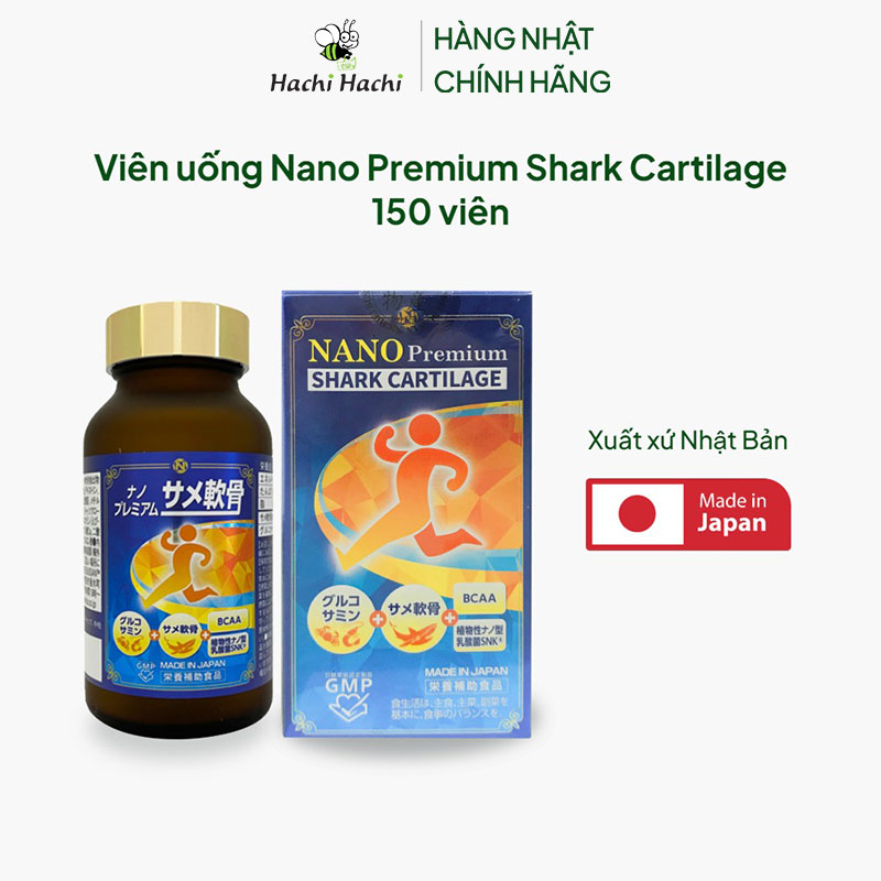 TPBVSK: Viên uống Nano Premium Shark Cartilage Nhật Bản 150 viên, bổ sung glucosamine, chiết xuất sụn cá mập thương hiệu 
