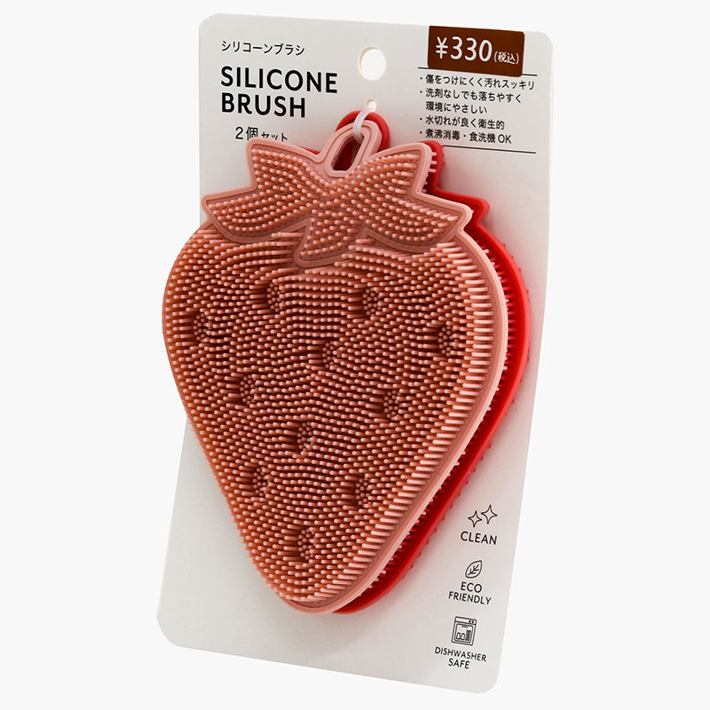 Miếng silicone rửa chén, nồi chảo hình dâu tây 2 cái (Có móc hít treo) thương hiệu 