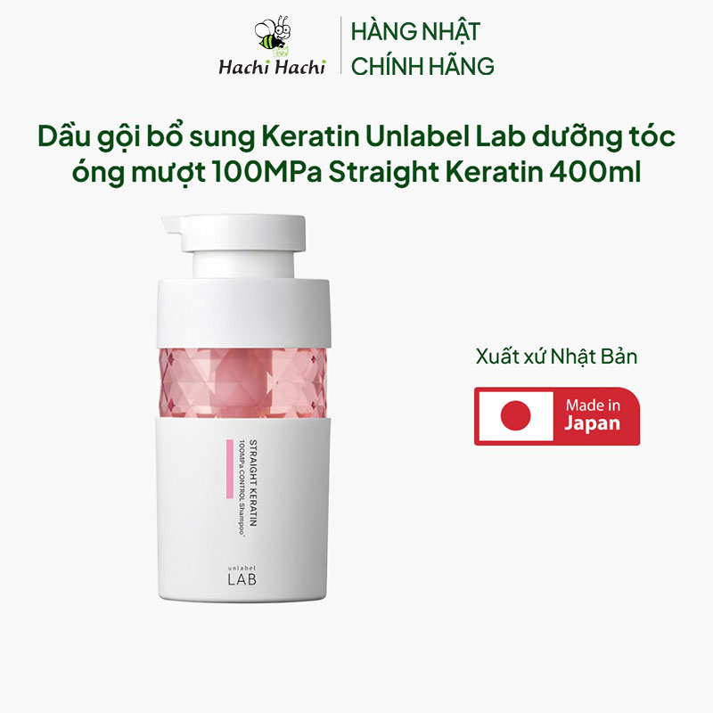 Dầu gội bổ sung Keratin Unlabel Lab dưỡng tóc óng mượt 100MPa Straight Keratin 400ml thương hiệu 