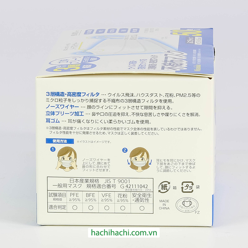 Khẩu trang chống bụi, vi khuẩn, virus >95% 3D 3 lớp Bitoway (50 cái - Trắng) thương hiệu 