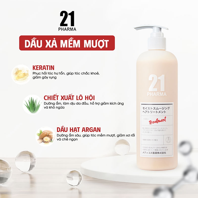 Dầu xả Nhật Bản mềm mượt Pharma 21 602ml thương hiệu 