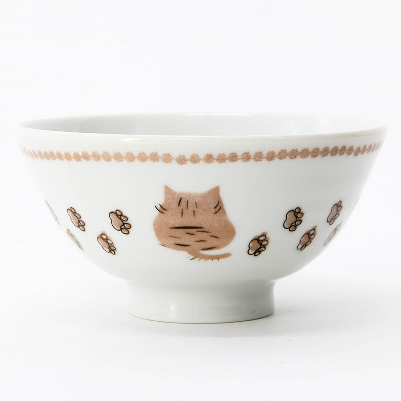 Chén bát sứ Nhật Bản, chén bát ăn cơm 11cm (Mèo vàng), dùng được lò vi sóng thương hiệu HORIKOSHI