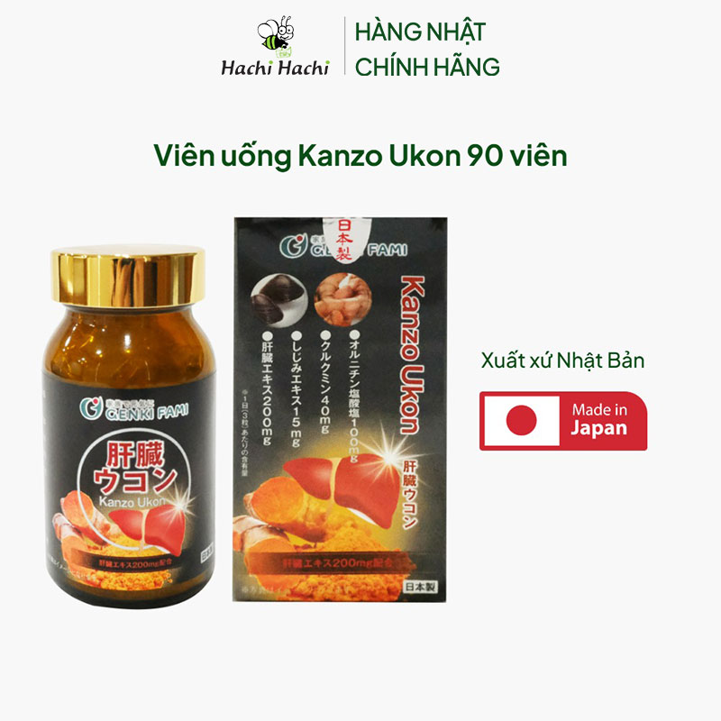 TPBVSK: Viên uống Kanzo Ukon Nhật Bản 90 viên, bảo vệ gan, tăng cường sức khỏe gan, giảm mỏi mệt thương hiệu 