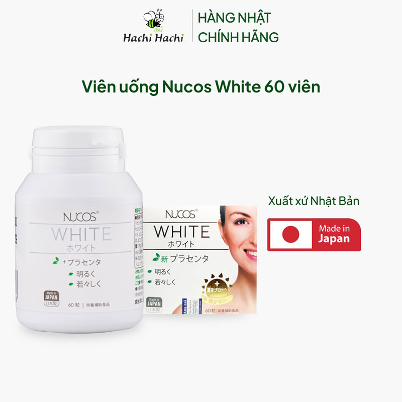 TPBVSK: Viên uống Nucos White Nhật Bản 60 viên, giảm thâm nám, lão hóa, dưỡng sáng da, chống nắng bảo vệ da thương hiệu NUCOS