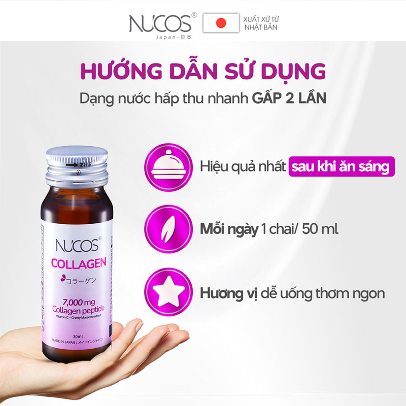TPBS: Nước uống Nucos Collagen Nhật Bản 30mlx10 chai thương hiệu NUCOS