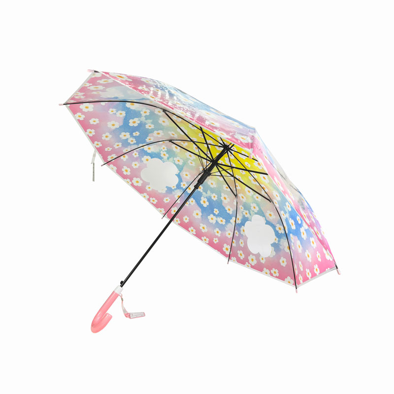 Cây dù trẻ em có cửa sổ hoa trong suốt 54cm, kèm tag ghi tên và lớp học thương hiệu 