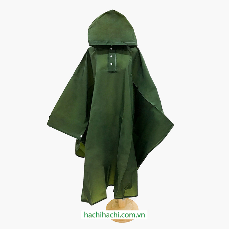 Áo mưa cánh dơi gấp gọn kèm túi đựng Free size (Xanh rêu) thương hiệu 