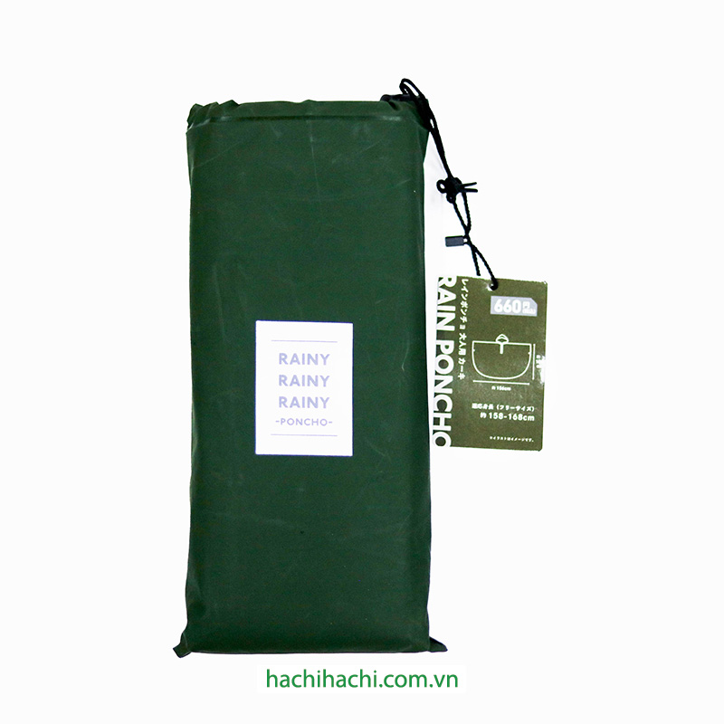 Áo mưa cánh dơi gấp gọn kèm túi đựng Free size (Xanh rêu) thương hiệu 