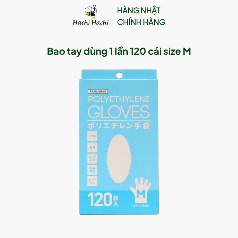 Bao tay dùng 1 lần 120 cái size M thương hiệu 